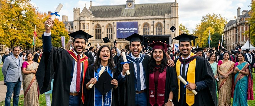Indian students celebrating graduation